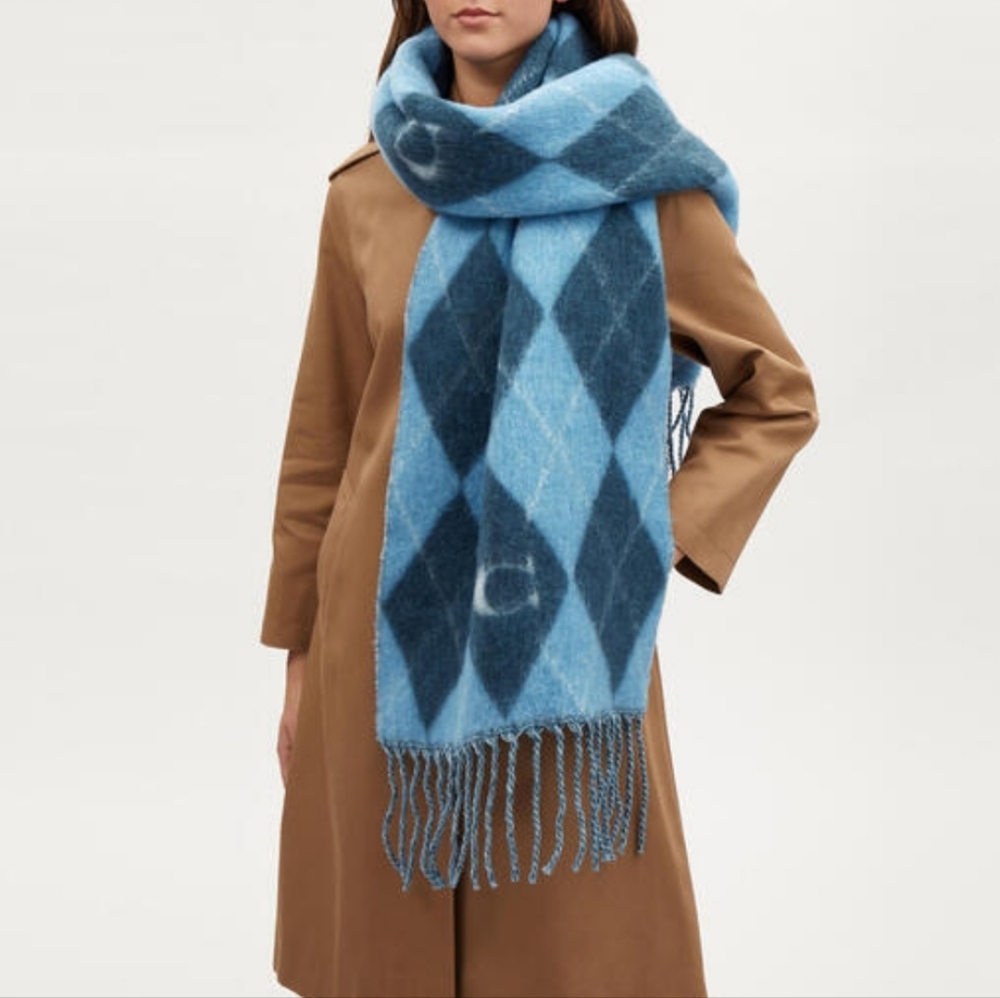 NWT Coach Argyle Print Oversized Muffler
